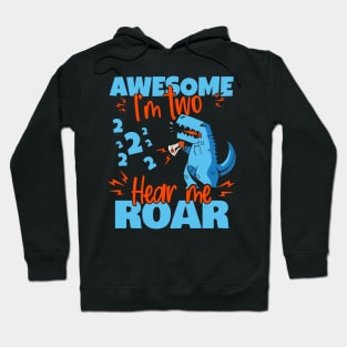 Kids I'm Two Hear Me Roar 2nd Birthday Dinosaur design Hoodie